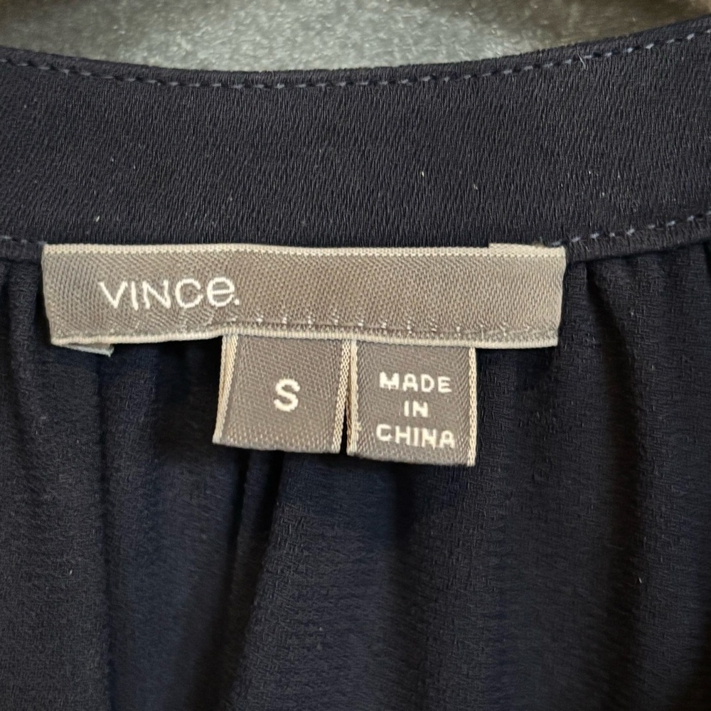 Vince Navy V-Neck Drape Dress - Size Sββ - Picture 4 of 9